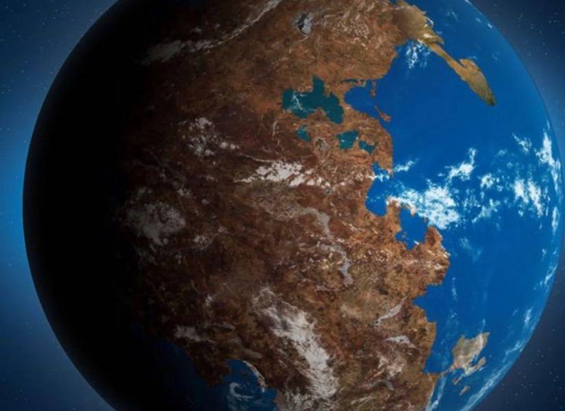 Imagen referencial del supercontinente Amasia.