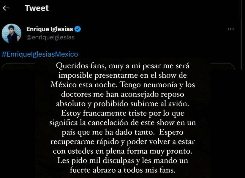 Comunicado de Enrique Iglesias en una imagen de archivo.