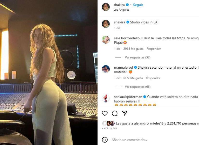 Captura de pantalla de la publicación realizada en redes sociales por Shakira en la que delataría la compañía de Lewis Hamilton.
