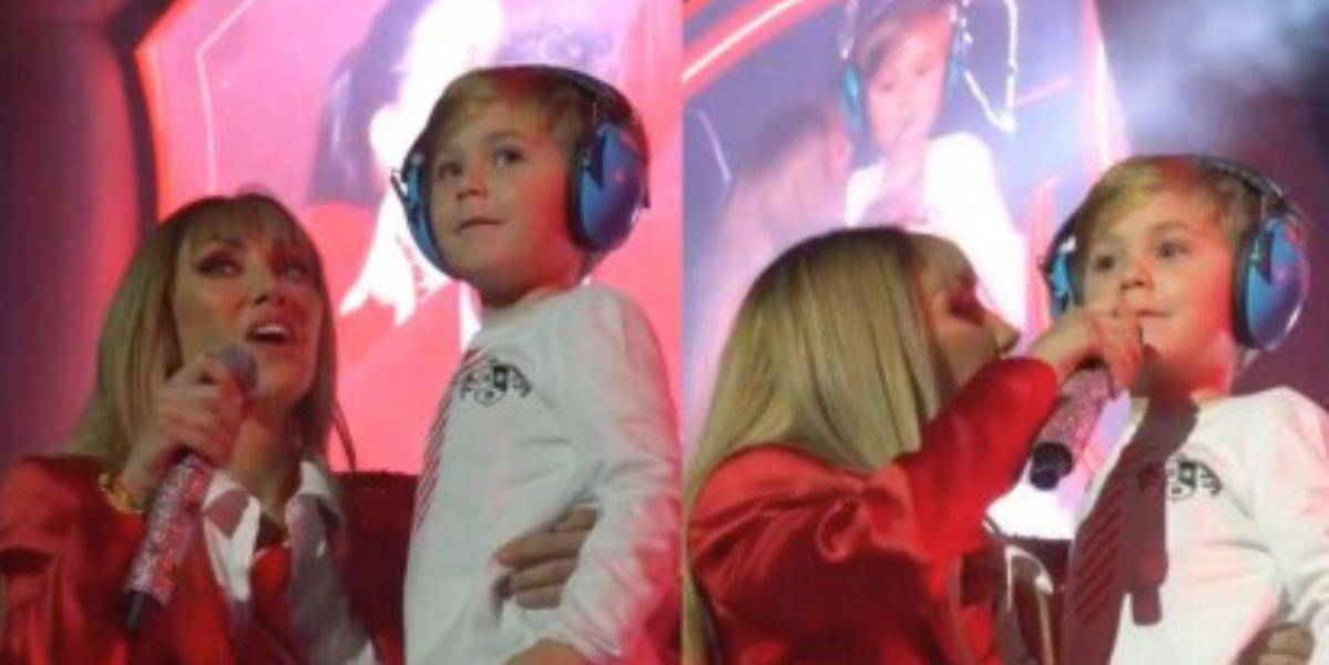 Anahí, de RBD, sube a uno de sus hijos al escenario, en medio de uno de sus shows en EE.UU.