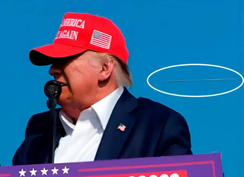 La trayectoria de la bala que hirió a Trump.