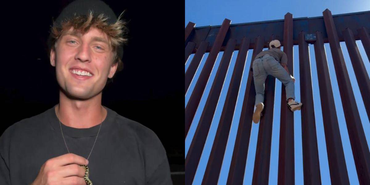 Influencer escala el muro fronterizo negro de Trump y pone en duda su efectividad