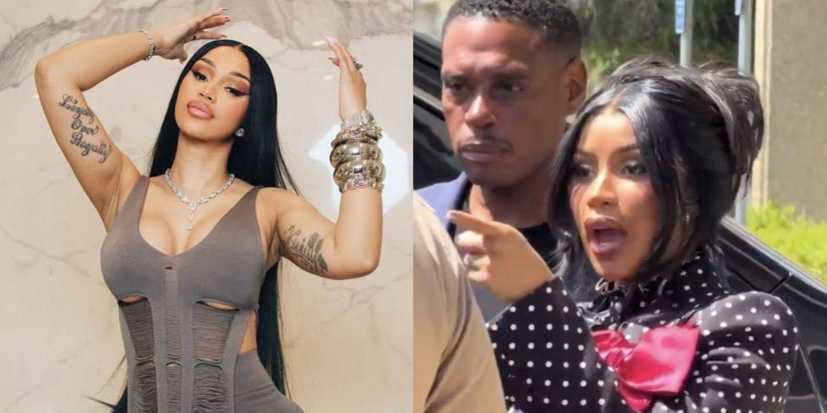 Cardi B lanza un bolígrafo a un reportero al salir del juzgado tras pregunta sobre su embarazo y su ex