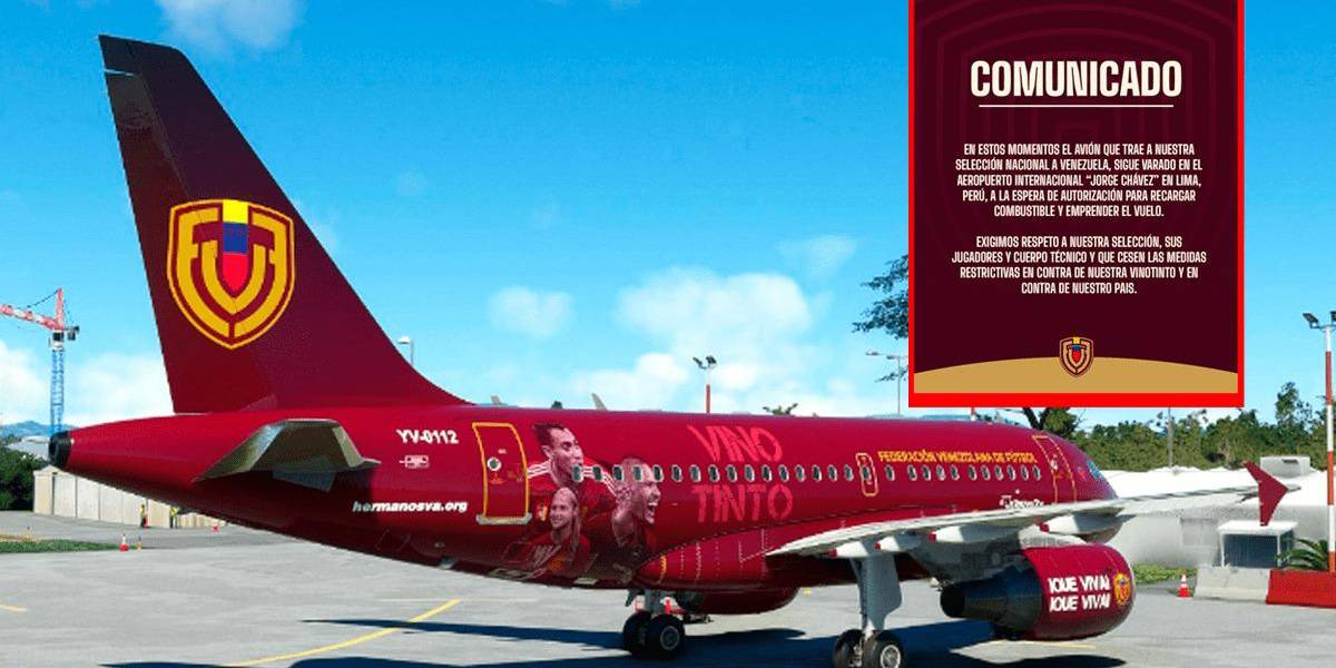 Perú impide repostar al avión que lleva a selección de Venezuela