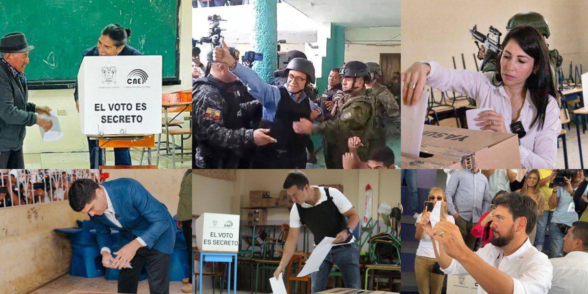 Elecciones Ecuador 2023: los candidatos presidenciales acudieron a sufragar en medio de un fuerte resguardo policial