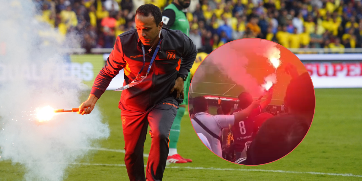 Video expone cómo los hinchas venezolanos lanzaron dos bengalas en el partido de Ecuador vs. Venezuela