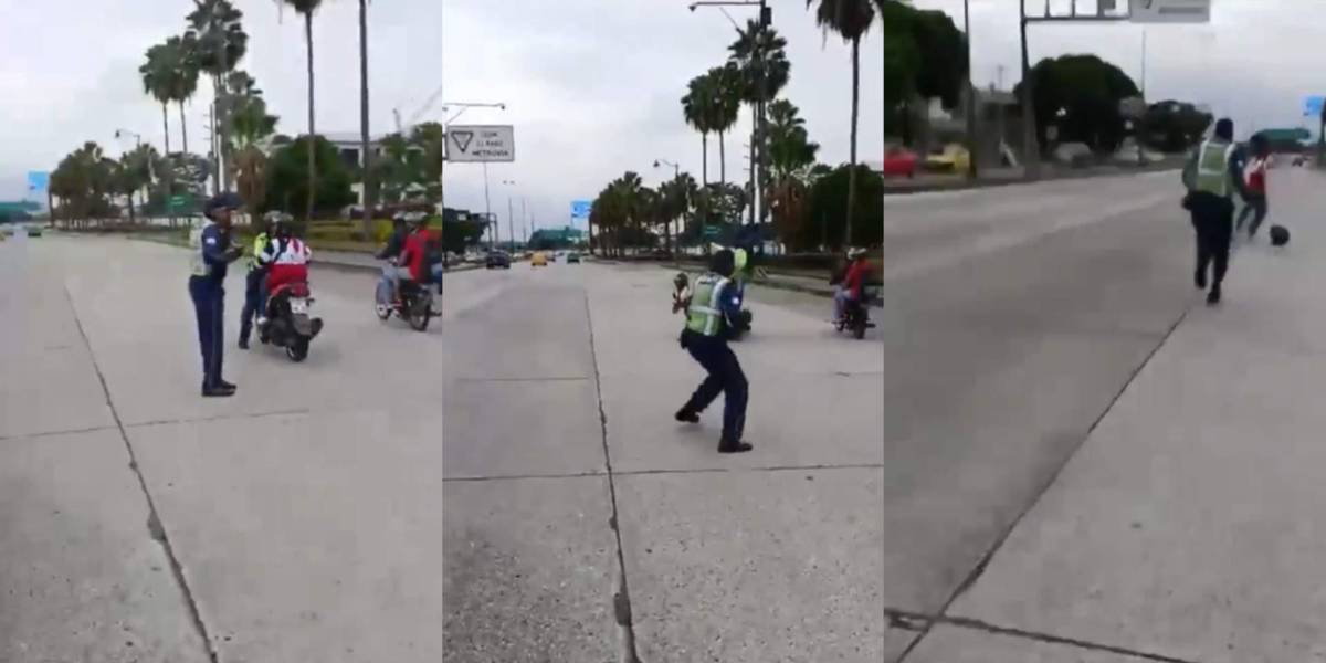 Un motociclista arrolló a un agente de la ATM por intentar evadir un operativo en Guayaquil