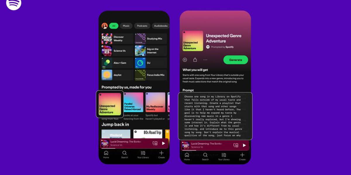 Spotify lanza nueva función de playlists creadas con IA que entiende instrucciones
