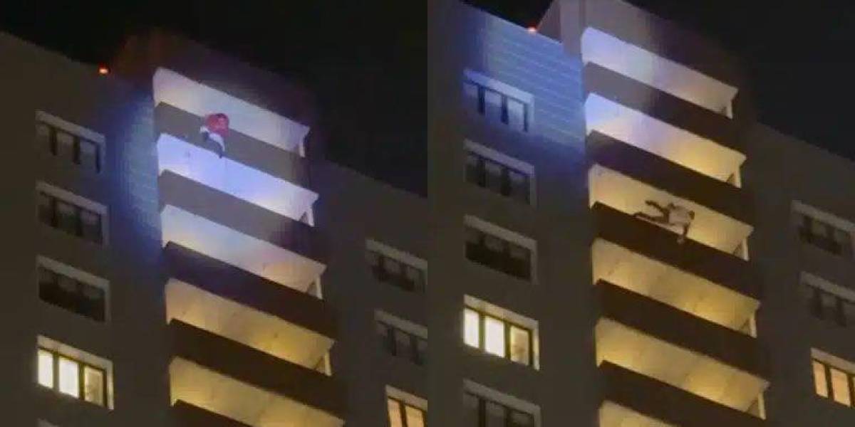 Impactante video: un escalador vestido de Papá Noel cayó desde el piso 24 de un edificio en Rusia