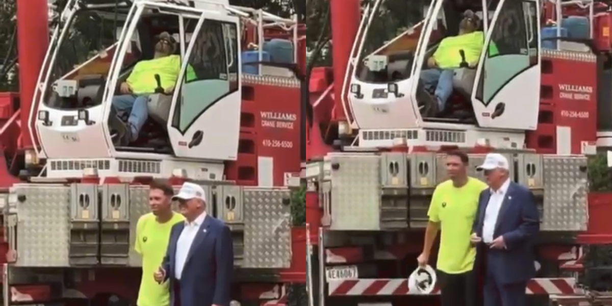 Operador de grúa se queda dormido frente a Donald Trump