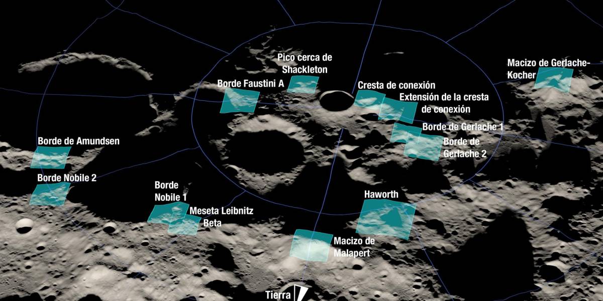 La NASA identifica trece regiones de la Luna donde sería posible un futuro alunizaje humano