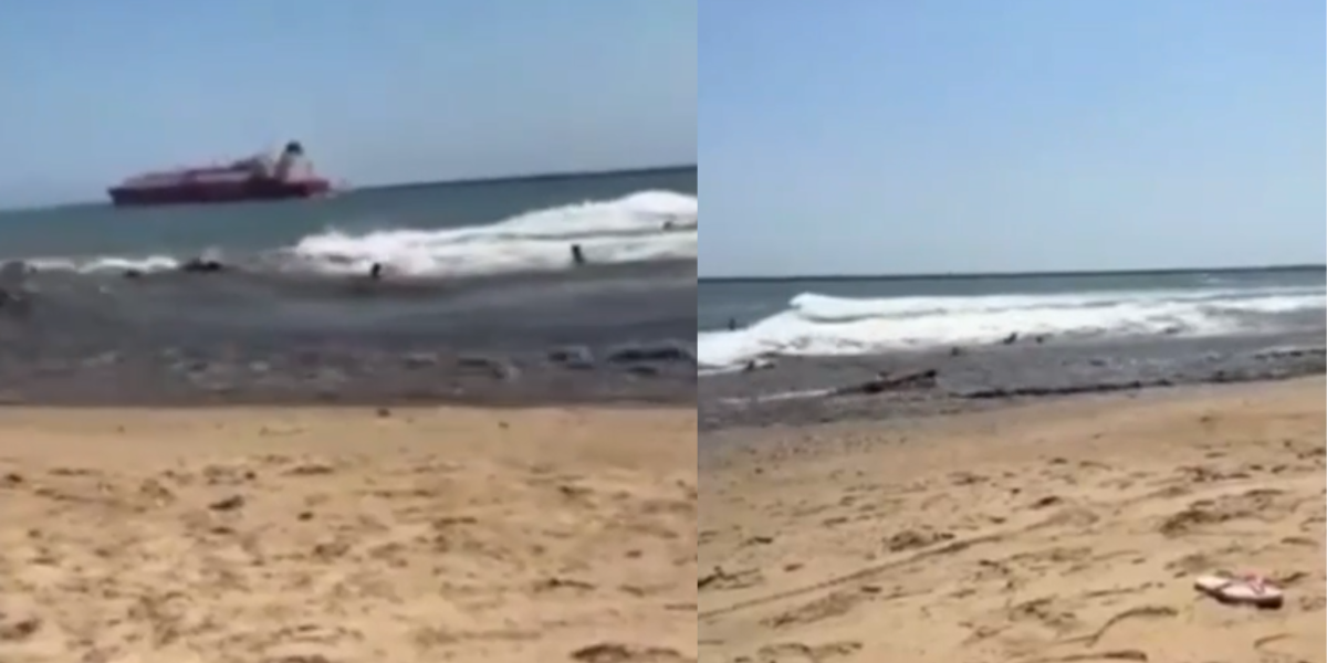 España: Una ola provocada por un buque arrastra a bañistas en Mazagón