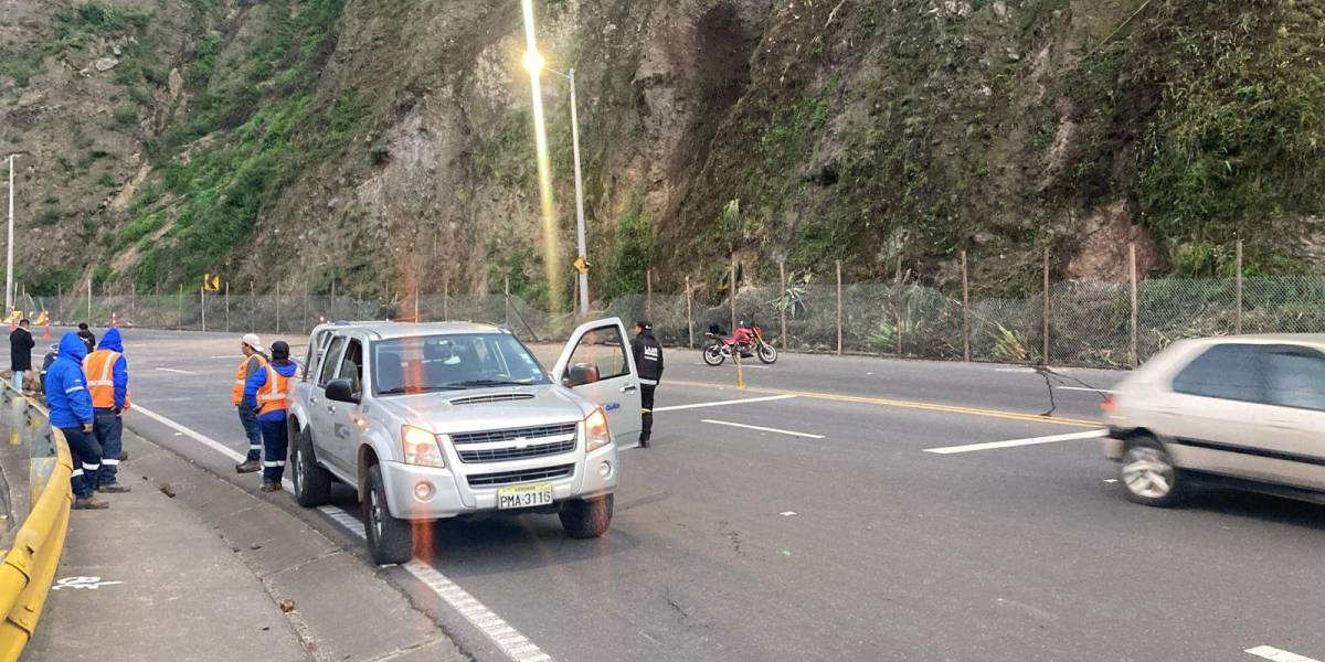 La zona de la avenida Oswaldo Guayasamín en donde los obreros de Epmmop hacen limpieza.