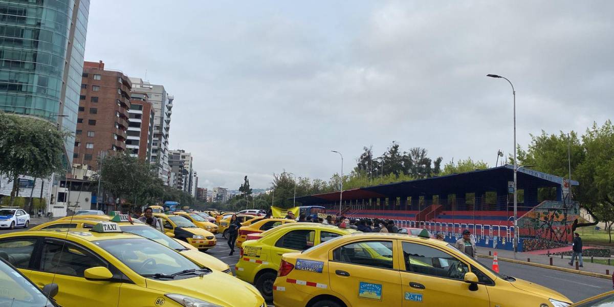 Quito: taxistas se paralizan en la tribuna De los Shyris para pedir la eliminación del Pico y placa