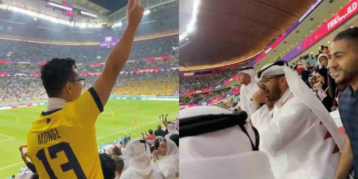 Qatar 2022: A un hincha catarí le incomodaron los gestos de un aficionado tricolor, tras el gol anulado a Enner Valencia