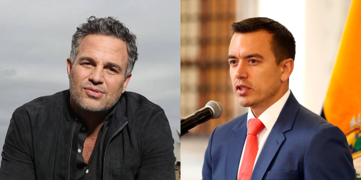 Mark Ruffalo le pregunta a Noboa por las fechas del cese de explotación petrolera en el Yasuní