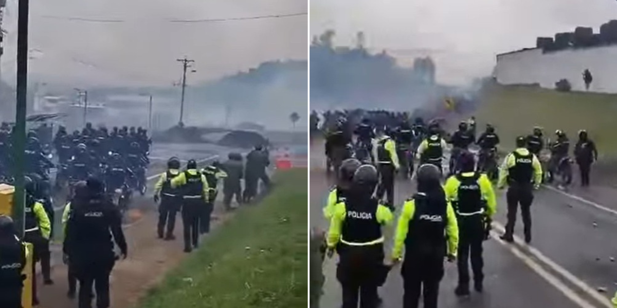Transportistas y fuerza pública protagonizan fuertes enfrentamientos en Julio Andrade, Carchi