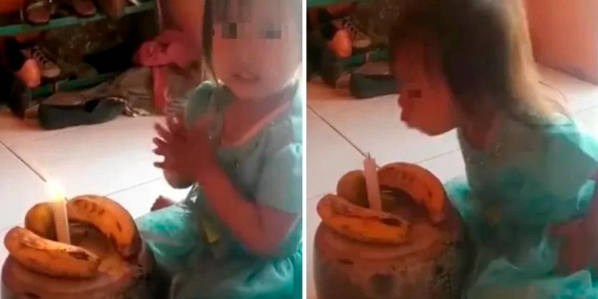 Padres sin dinero improvisan ‘pastel’ con dos plátanos para celebrar el cumpleaños de su hija