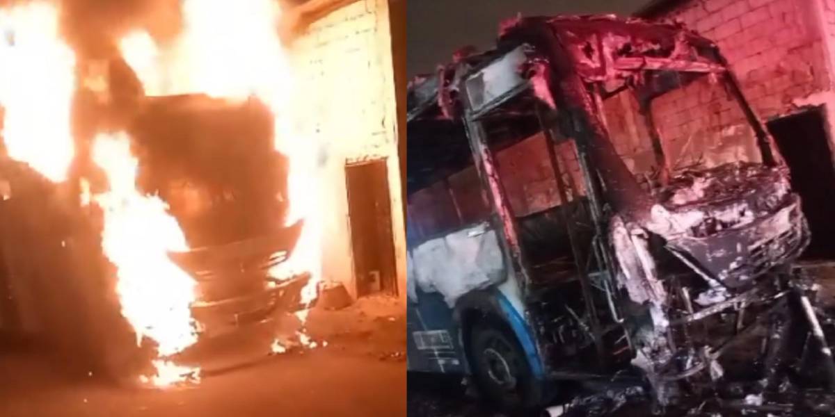 Un bus urbano fue incendiado por extorsionadores en Pascuales, norte de Guayaquil