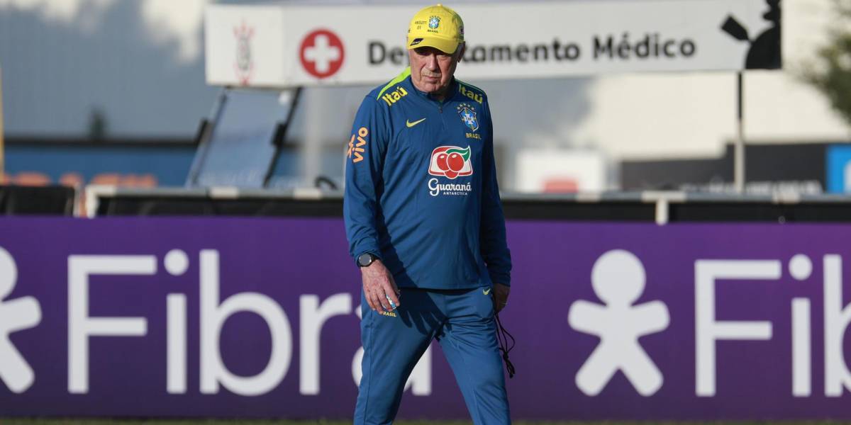 Carlo Ancelotti tuvo su primer entrenamiento con Brasil, previo al duelo con Ecuador