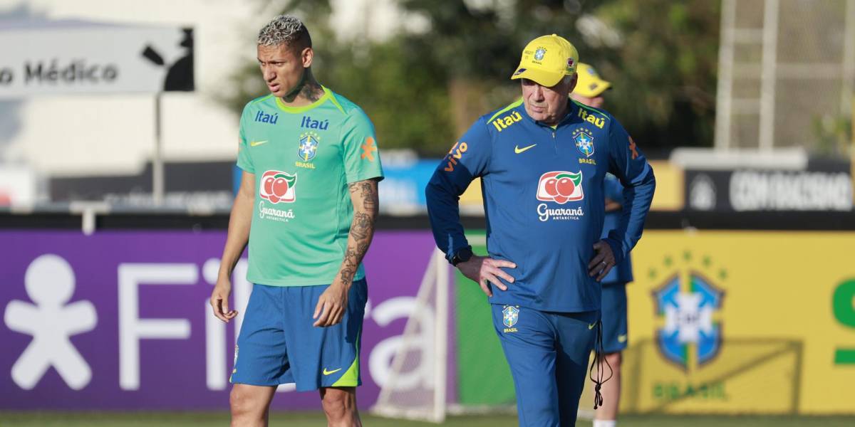 Carlo Ancelotti tuvo su primer entrenamiento con Brasil, previo al duelo con Ecuador 