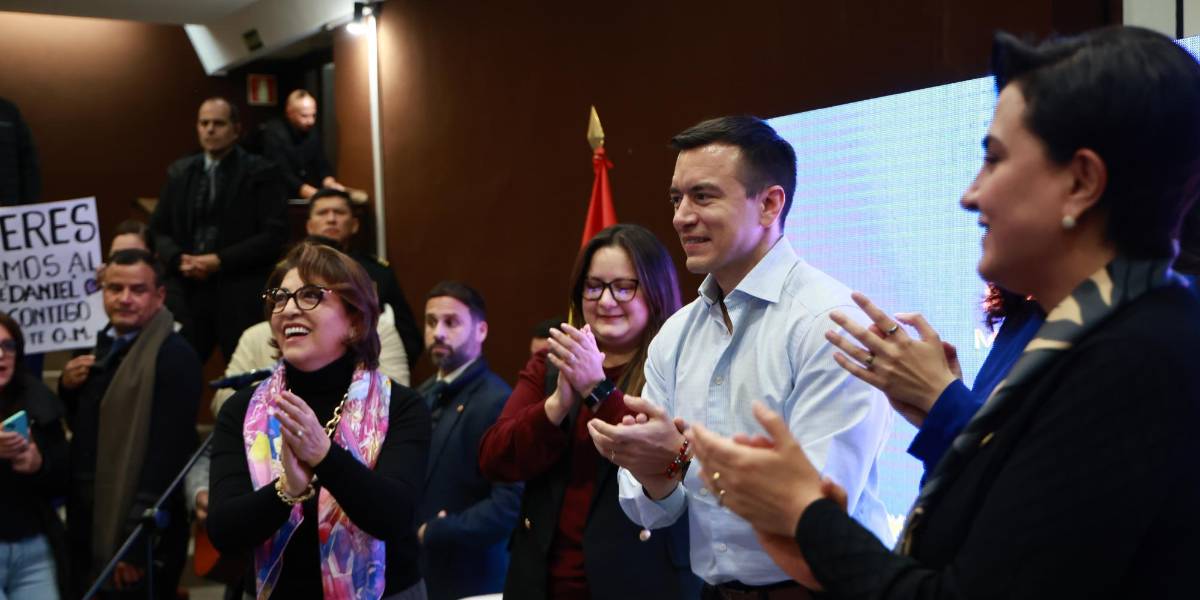 El presidente Daniel Noboa durante un evento en Madrid, España, este 4 de diciembre.