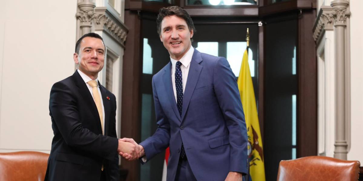 Noboa y Justin Trudeau, primer ministro de Canadá, hablaron de economía, democracia y género