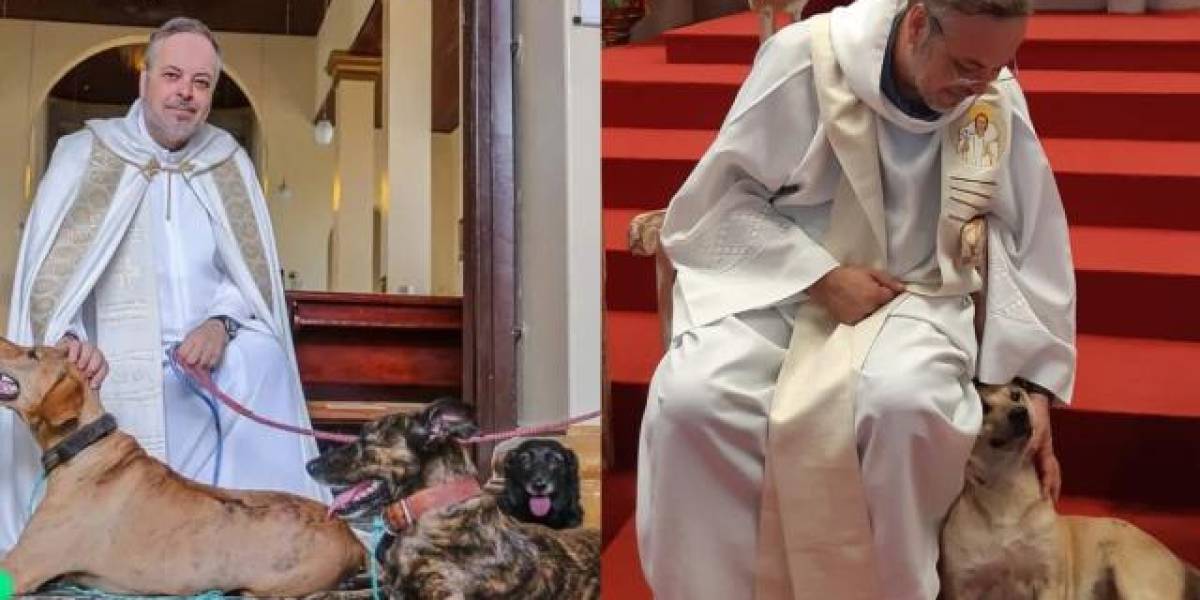 Un sacerdote conmueve a su comunidad al rescatar y poner en adopción durante la misa a perros abandonados