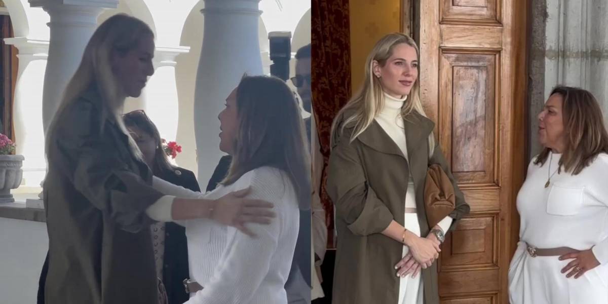 La actual y próxima primera dama, María de Lourdes Alcívar y Lavinia Valbonesi, se reúnen en el Palacio de Carondelet