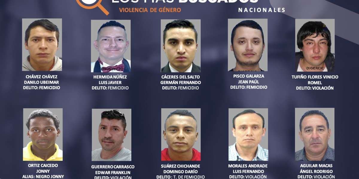 Esta es la lista de los más buscados por sospecha de femicidio en Ecuador