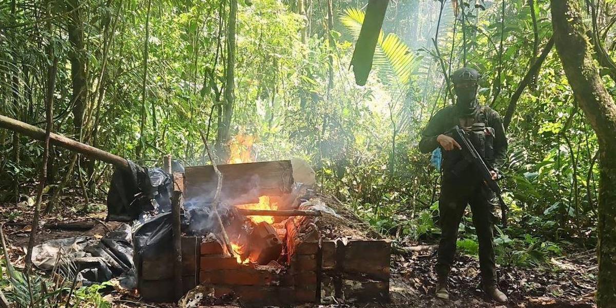 Un laboratorio de droga en la frontera de Ecuador con Colombia fue destruido