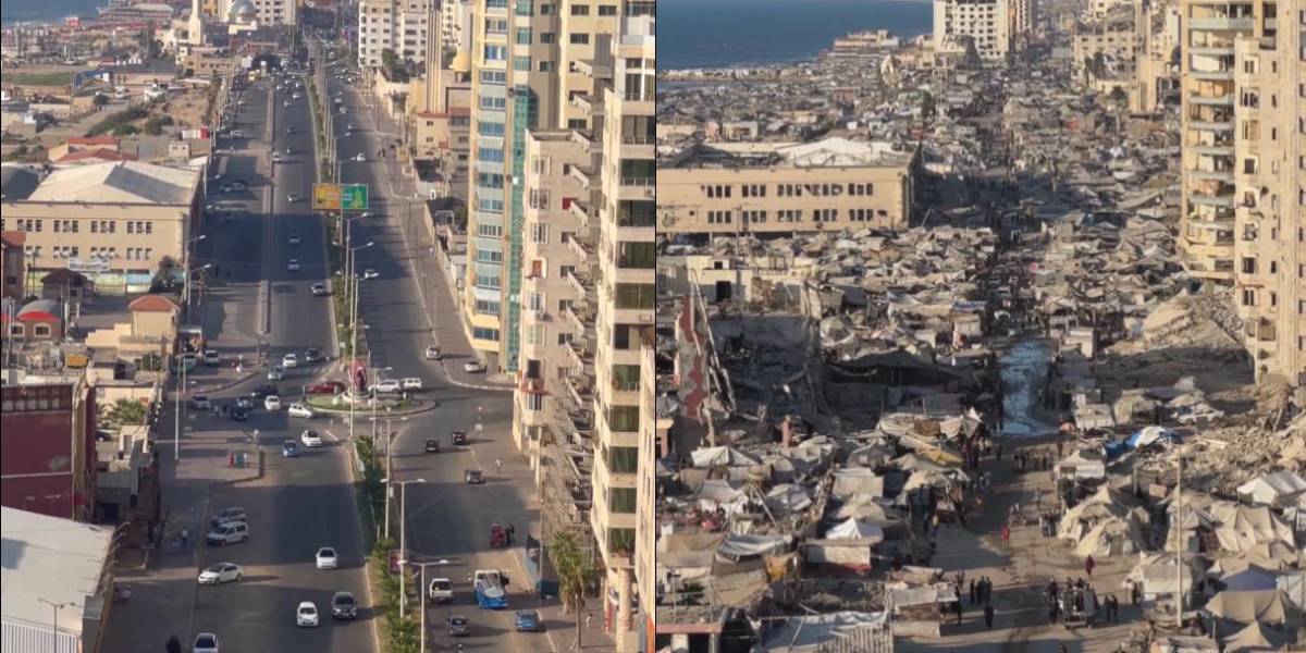 Video muestra el antes y el después de la devastación de la guerra en Gaza