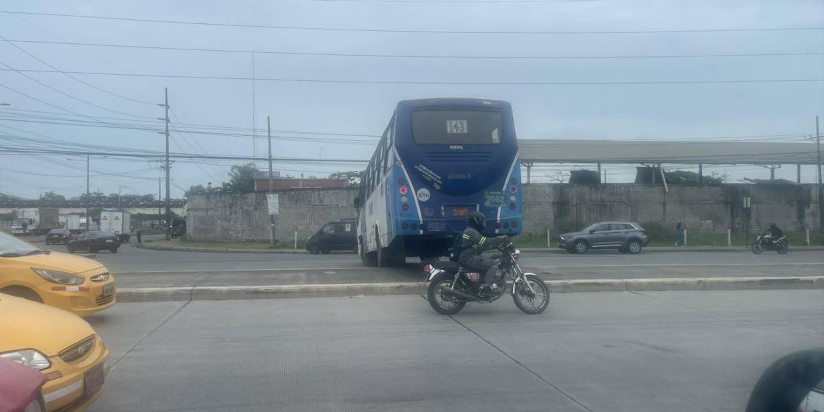 Guayaquil: El bus que hizo un giro indebido subiéndose a la vereda fue multado