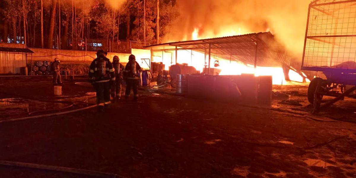No se reportan heridos tras incendio en bodega de cartón y papel en el cantón Rumiñahui