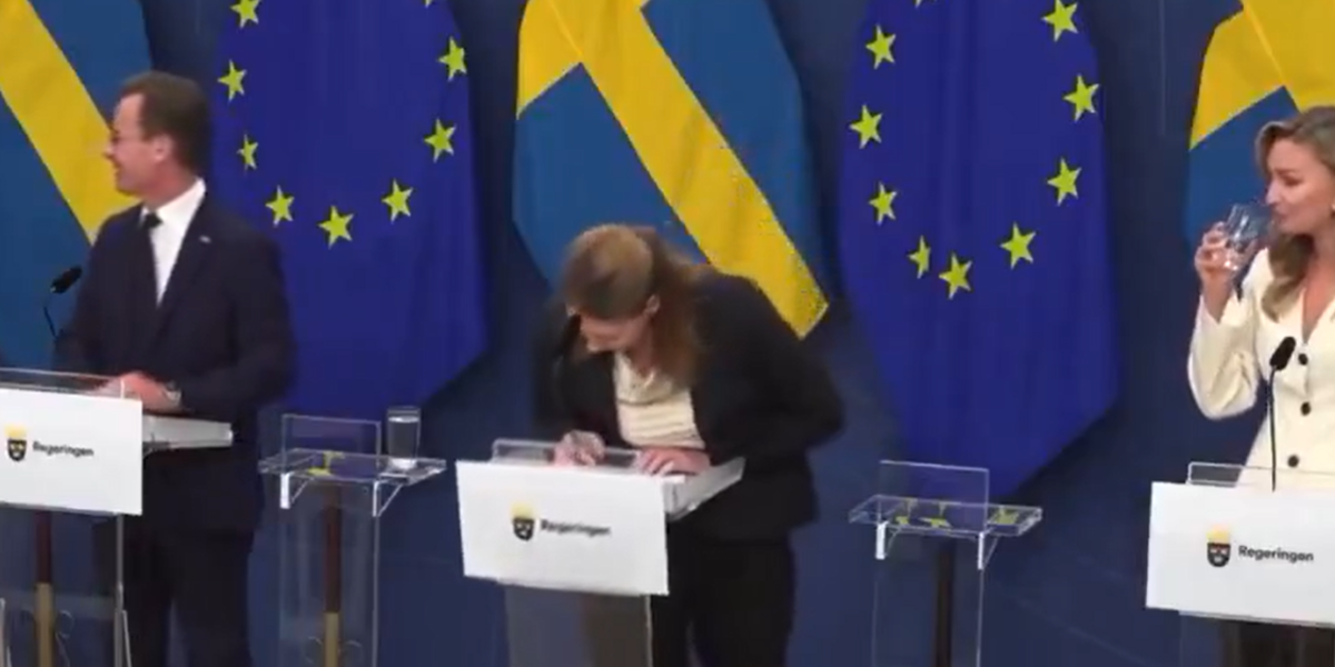 La ministra de Salud de Suecia se desploma en su primera conferencia de prensa