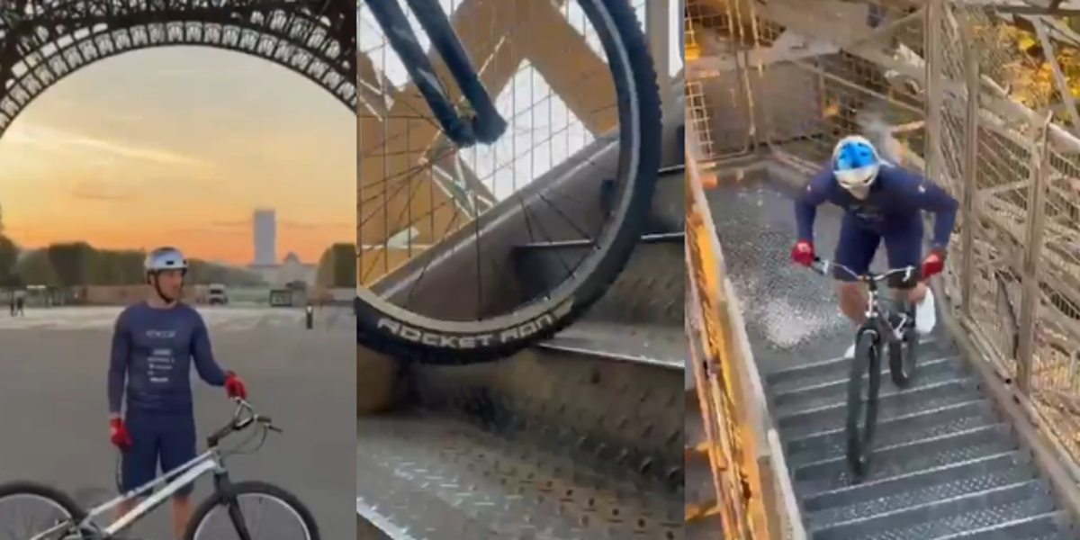 Aurélien Fontenoy rompe récord al subir en bicicleta 686 escalones de la Torre Eiffel