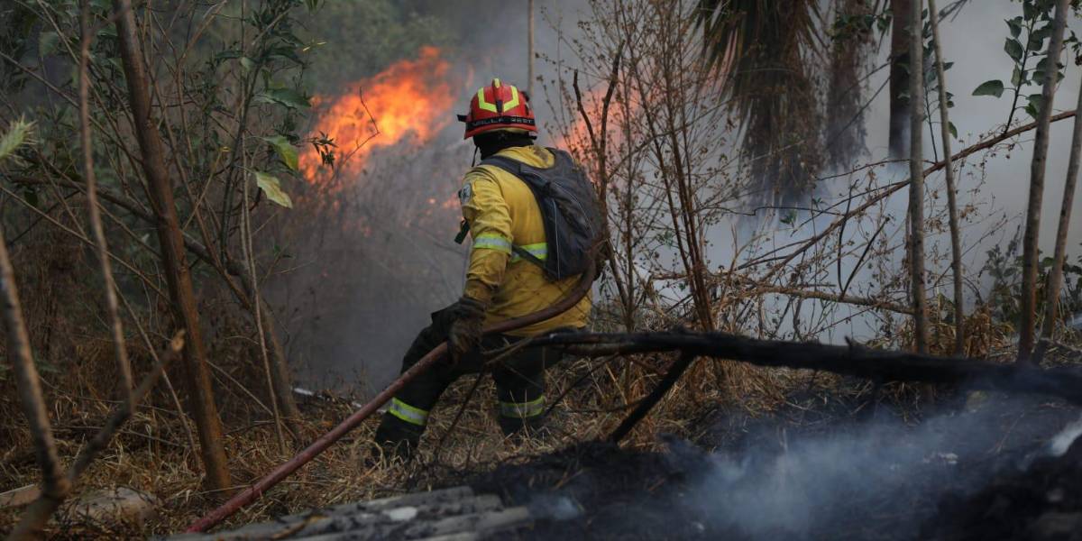 Quito: incendio en el cañón del Chiche amenaza con alcanzar a las viviendas