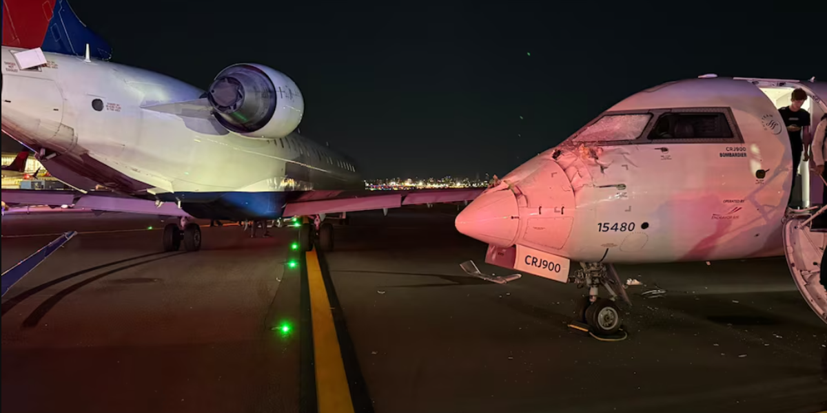 Nueva York, EE. UU.: Dos aviones de Delta chocan en pista y quedan con alas dañadas