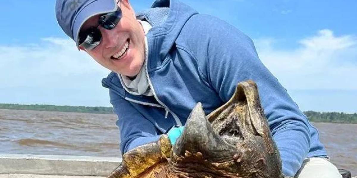 Estados Unidos: pescadores capturan una tortuga caimán prehistórica de alrededor de 120 kilogramos