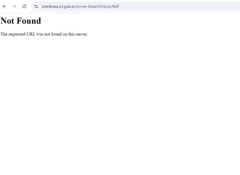 El mensaje que aparece al ingresar a la web del SRI.