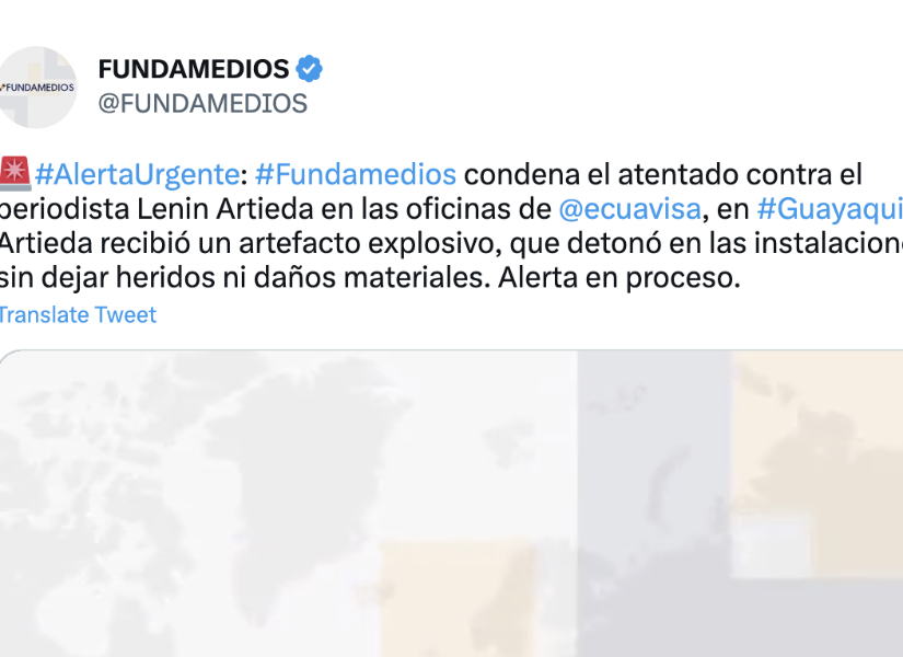 Fundamedios publicó un mensaje condenando el atentado contra nuestro compañero Lenin Artieda.