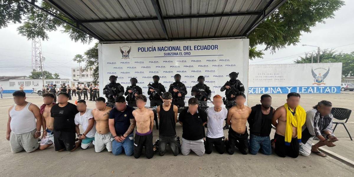 Policía detiene a 14 extorsionadores que exigían hasta USD 10 000 a comerciantes de Machala