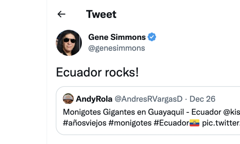 Integrante de 'Kiss' reaccionó al monigote que le realizaron en Guayaquil.