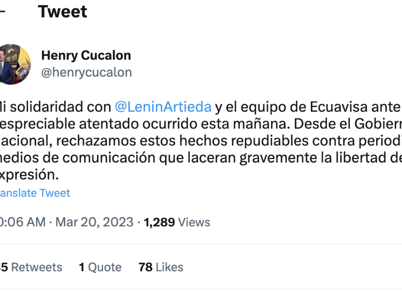 El ministro de Gobierno también se pronunció ante el atentado.