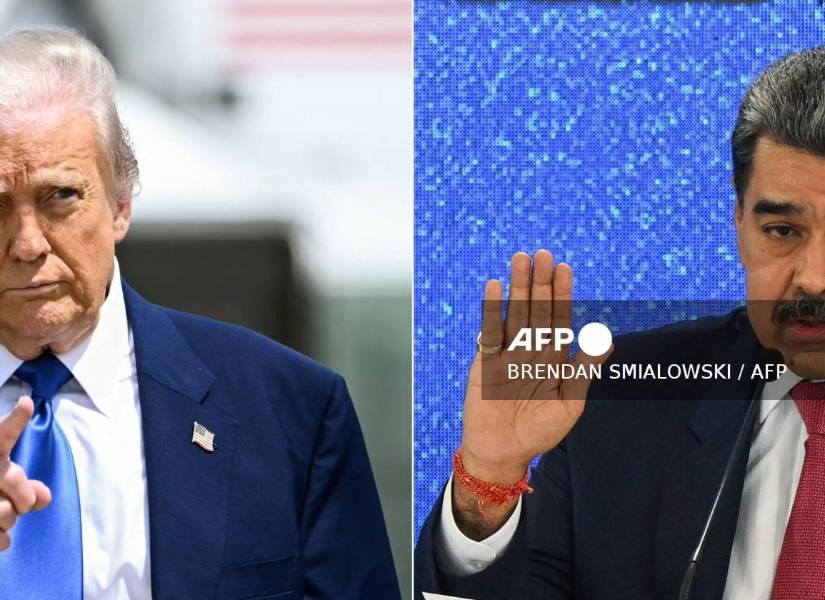 (ARCHIVOS) Trump en EE. UU. y Maduro en Caracas; EE. UU. ofreció a Maduro salir del país.