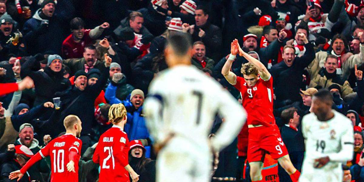 Rasmus Hojlund celebró como Cristiano Ronaldo en la victoria de Dinamarca ante Portugal