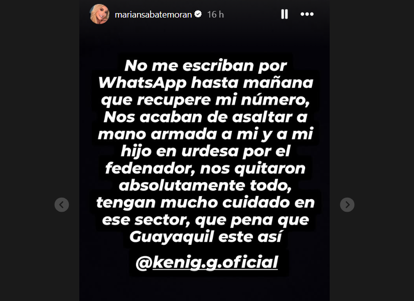 Cuando sucedió el asalto, Sabaté publicó una historia en su Instagram en la que pedía no escribir a su antiguo número.