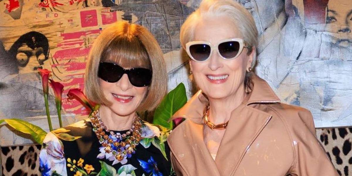 Miranda Priestly y Anna Wintour se cruzan en el rodaje de El Diablo Viste a la Moda 2