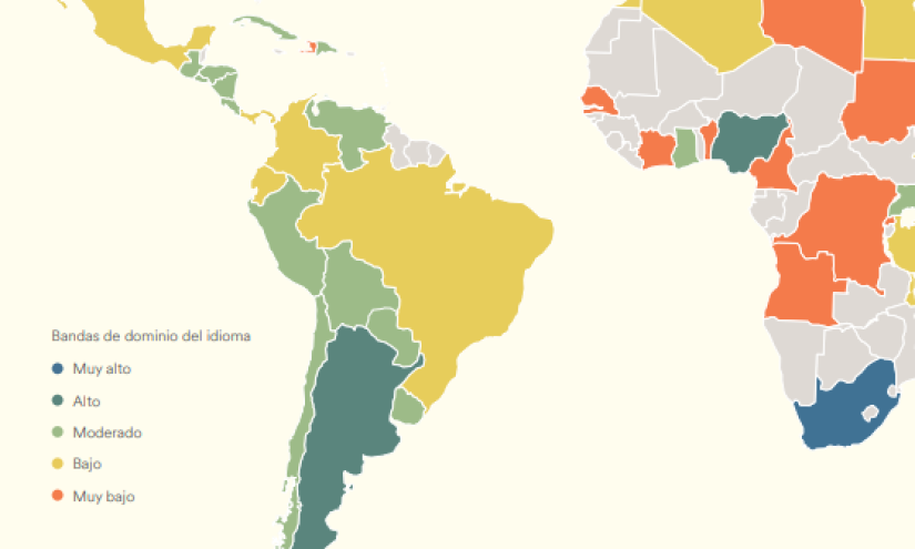 Mapa de dominio del inglés de América Latina
