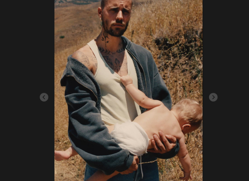 Arte visual del nuevo álbum de Justin Bieber junto a su hijo.